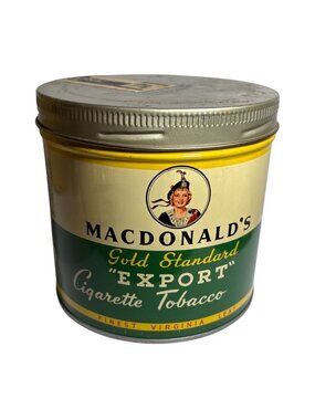 Vintage MacDonalds Gold Standard Export Tobacco Tin EUC Price Stamp